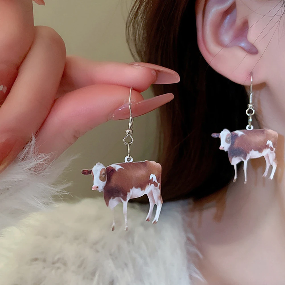 

Cute Animal Resin Earrings For Women Interesting Cow Drop Earring Jewelry Handmade Cute Girls Women Gift Creative Earrings 2023