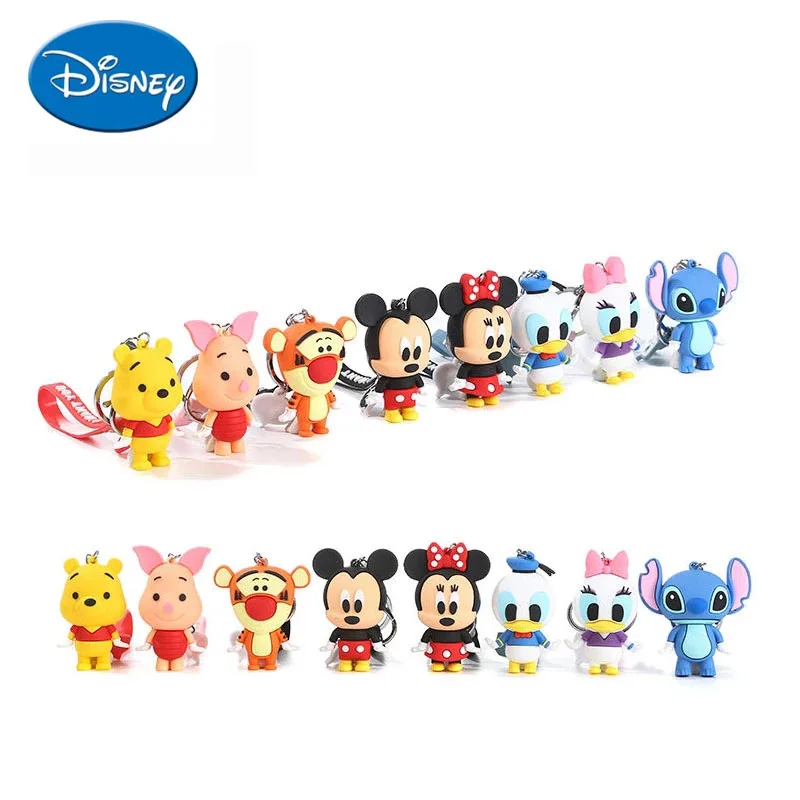 

Disney Anime Mickey Mouse Minnie Cartoon Figure Keychain Donald Duck Piglet Pendant Kawaii Key Chain Model Children Toy Kid Gift