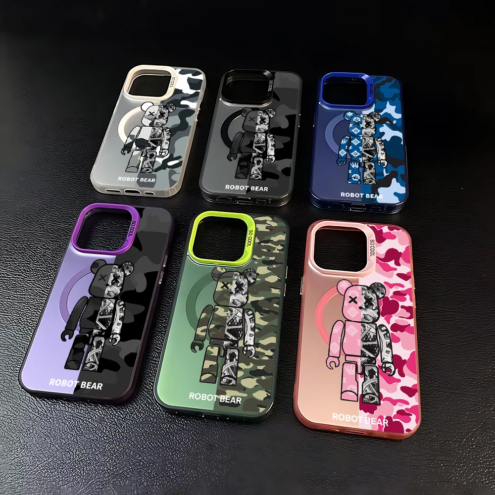 Роскошный брендовый Магнитный чехол Magsafe с роботом для телефона IPhone 11 12 13 14 15 16 Pro