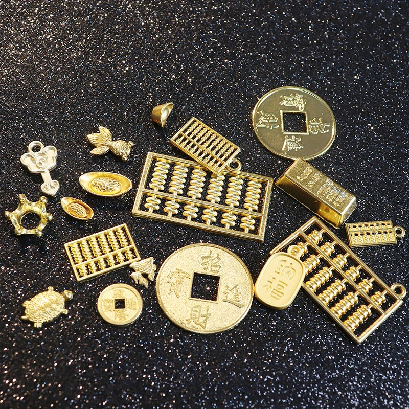 

5/16PC Mini Ruyi Gold Ingot Gold Bar Copper Coin Model Home Ornaments Miniature Dollhouse Model Decoration Accessories