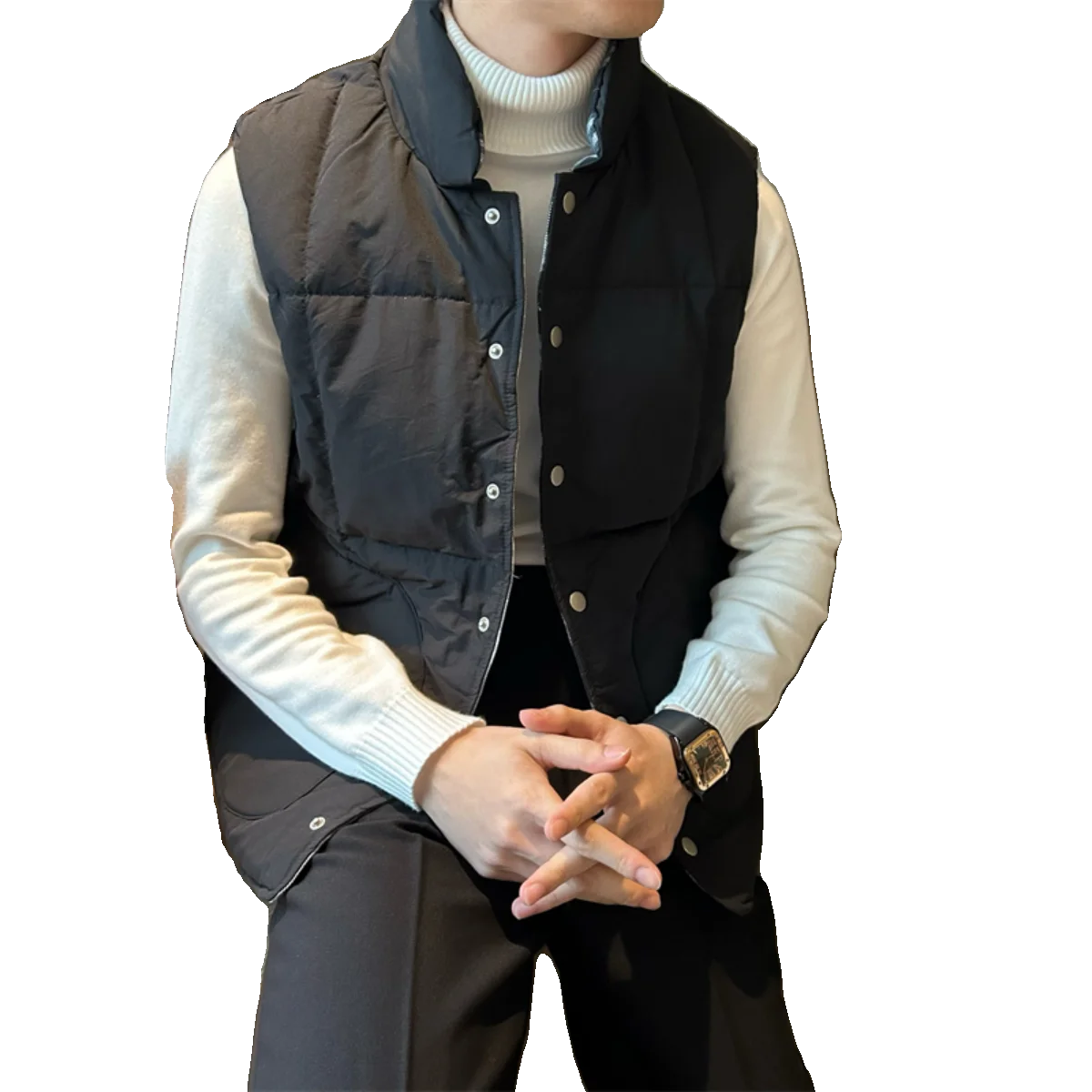 Mr. NR Корейский двусторонний жилет с воротником-стойкой куртка на хлопковой