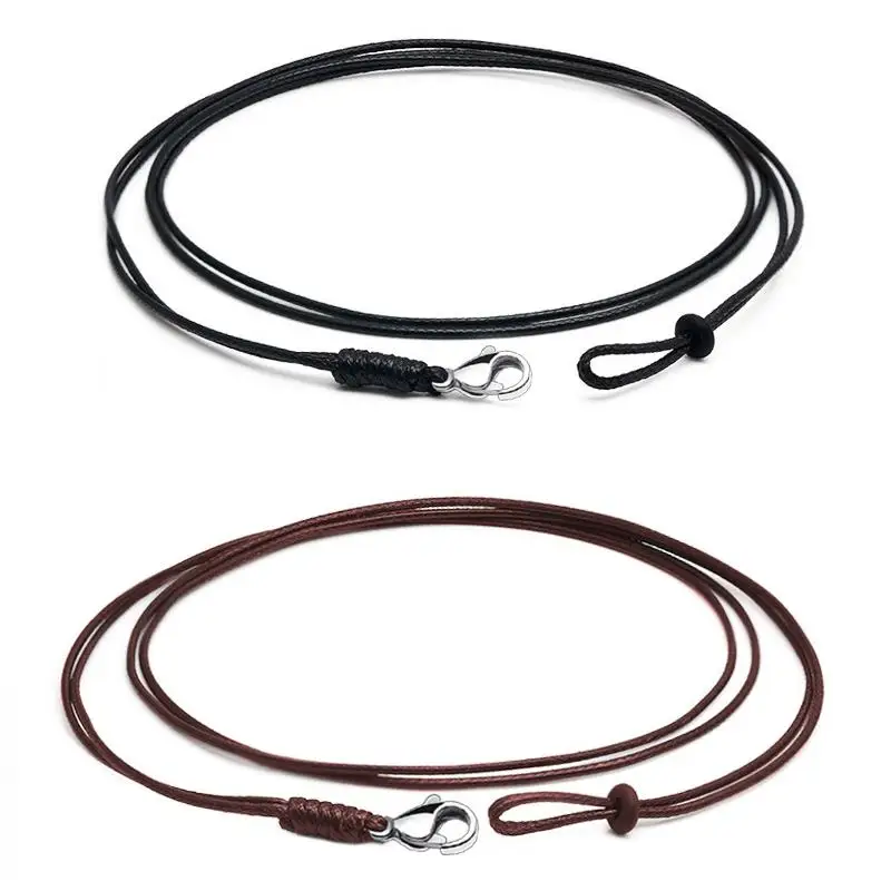 

New Style 1mm Double Strand Stainless Steel Braid Wax Rope DIY Pendant Necklace Jewelry Making Handmade Leather Rope Chain