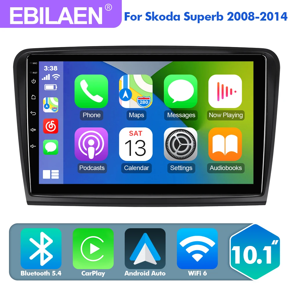 Автомобильный мультимедийный плеер Android 13.0 для Skoda Superb 2 2008-2014 авторадио