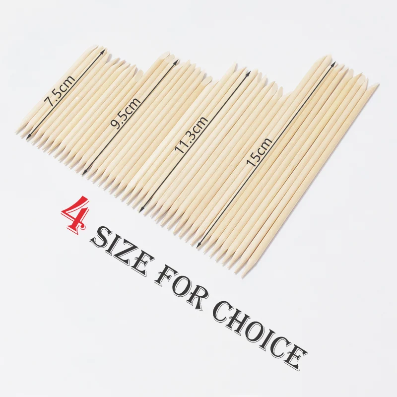 Lurayee Nail Cuticle Pusher Orange Wood Sticks Nail Manicures Remover Wooden Design Nail Gel Polish Drawing Stick for Nail Art images - 6