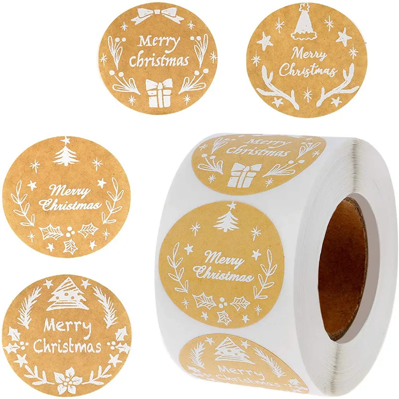 

500Pcs Merry Christmas Stickers Christmas Theme Seal Labels Stickers for DIY Gift Baking Package Envelope Stationery Decor
