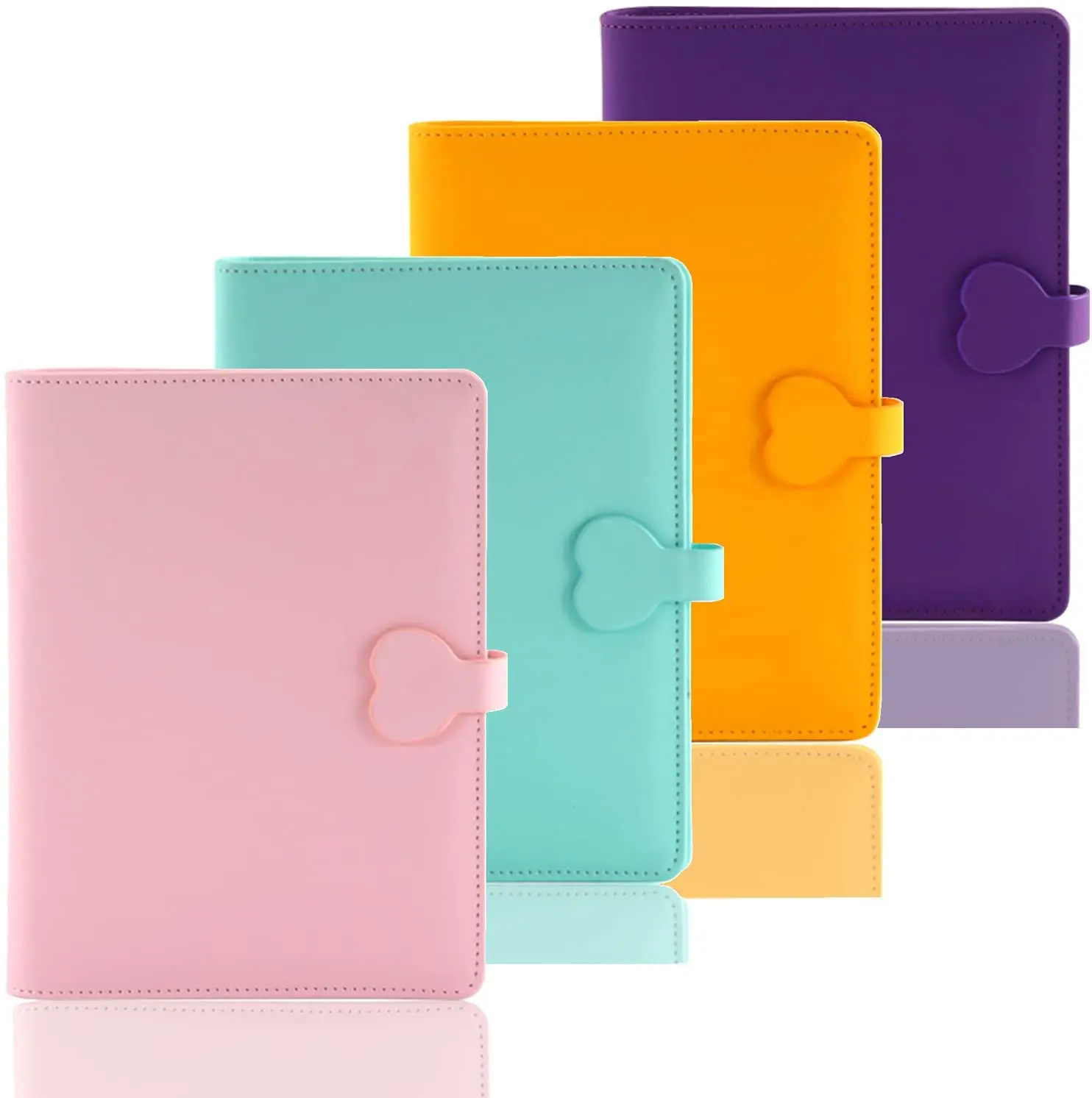 

A6 PU Leather Notebook Binder Personal Diary Schedule Organizer Planner Journal Binder Cover with Heart Shaped Magnetic Buckle
