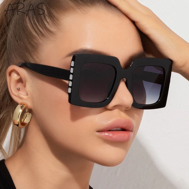 

Oversized Square Sunglasses Women Trendy Rhinestones Men Shades UV400 Fashion Big Frame Sun Glasses Candy Colour Eyewear Female