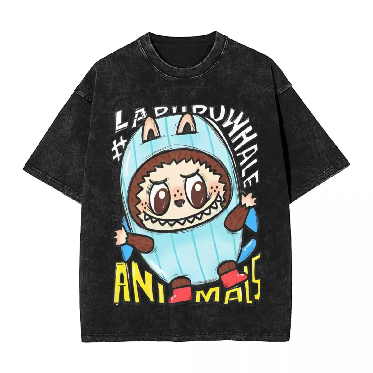 Футболка POP MART Labubu Whale с милыми мультяшными животными от Popmart летние футболки в