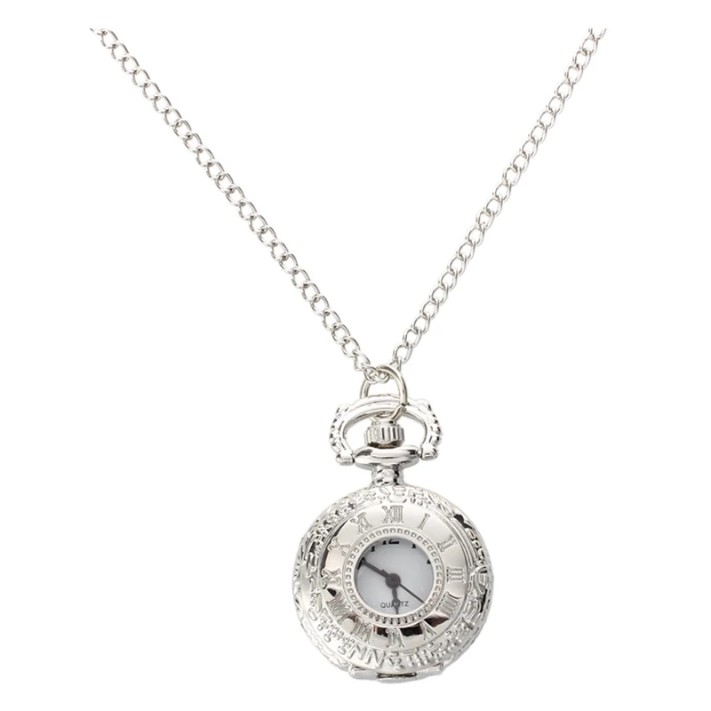 

Silver Pocket Watch Necklace Chain Quartz Ancient
