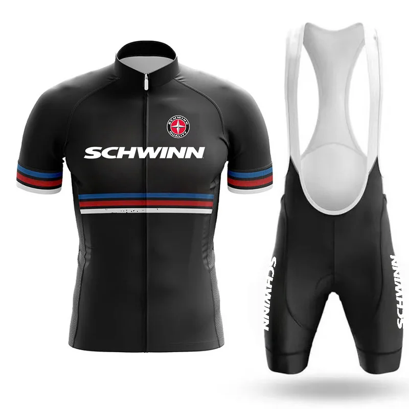 Фото Летний велосипедный трикотаж Schwinn, мужские шорты для шоссейного велоспорта, велосипедный костюм с короткими рукавами, три кармана со светоотражающими полосками №1
