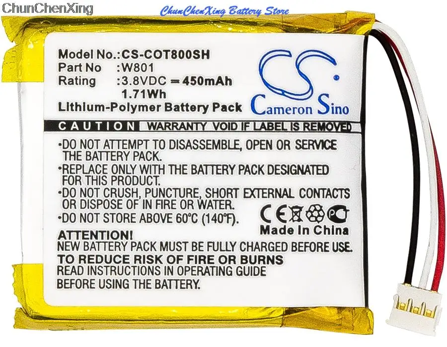

OrangeYu 450mAh Battery W801 for Codio K8, T8