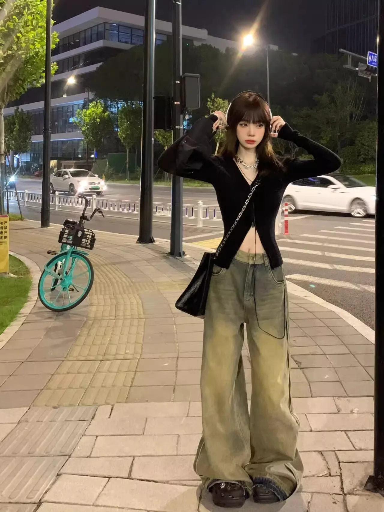 Американский вязаный свитер на молнии с v-образным вырезом верхняя одежда