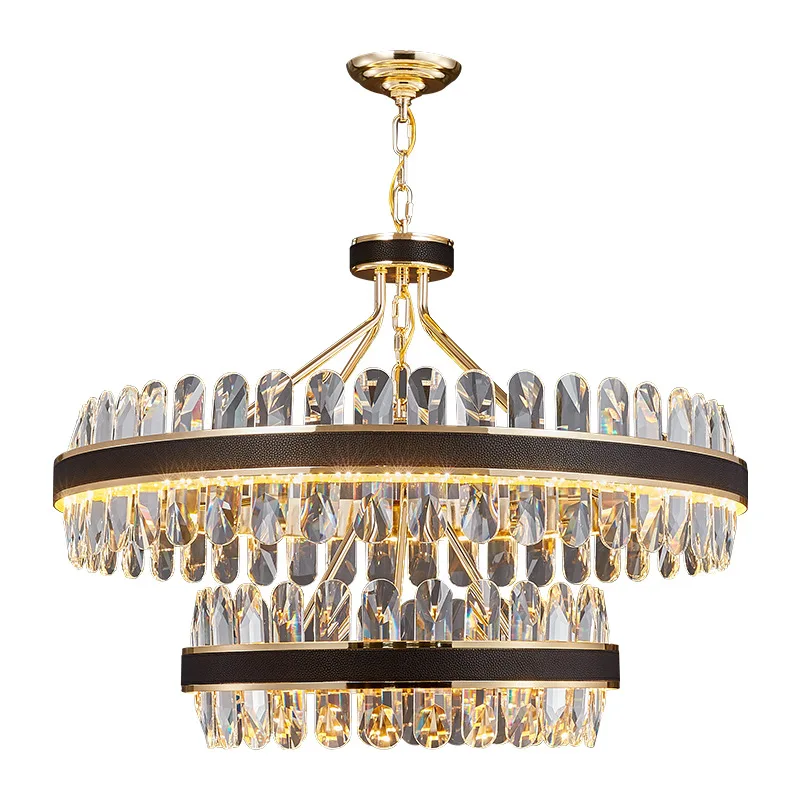 

Modern Black and Gold Chandeliers Lighting Round LED Chandelier Crystal for Living Room Lustre Suspension Luminaire Lamp