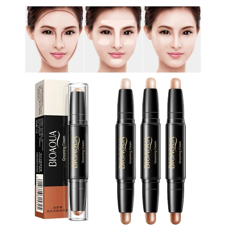 

BIOAOUA Double-headed Bronzers & Highlighters 2 In 1 Light Shadow Repair Stick 3D Shadow Highlight Brighten Concealer Pen