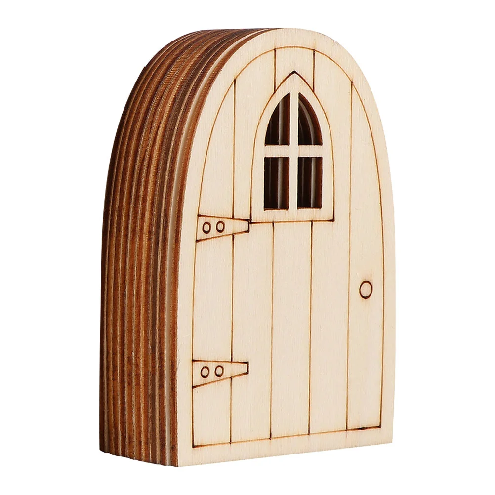 

10pcs Unpainted Door Wooden Fairy Door Ornament for Embellishments DIY Crafts 3mm