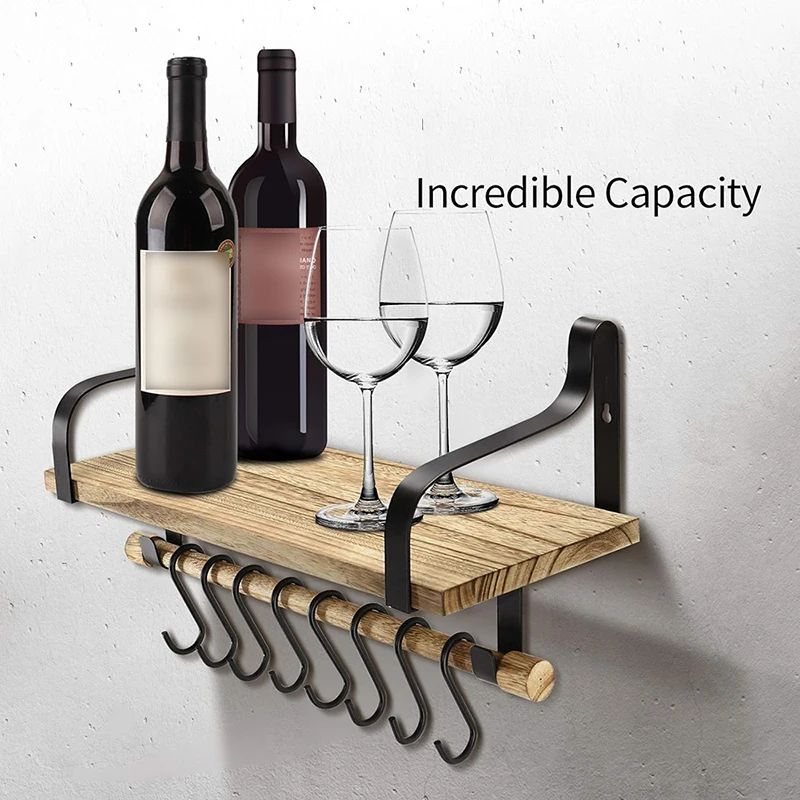 Настенная вешалка с плавающей полкой для хранения в деревенском стиле