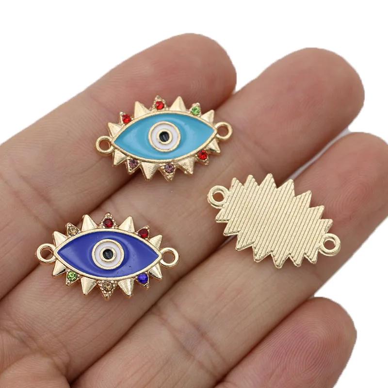 Позолоченный эмалевый соединитель сглаза для изготовления ювелирных изделий