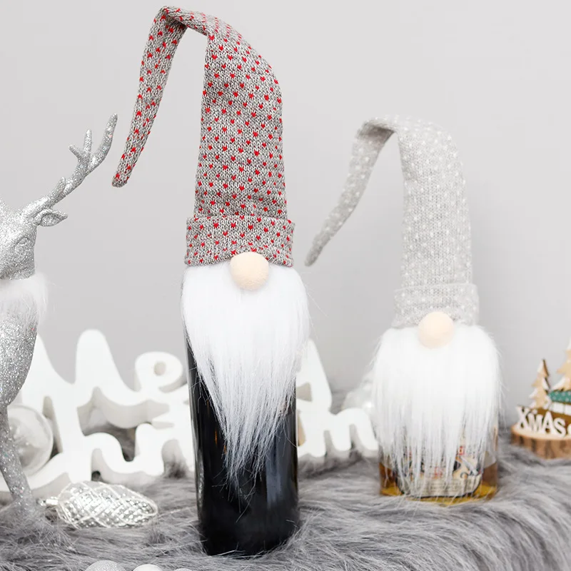 

Plush Faceless Doll Wine Bottle Set Santa Wine Bag Restaurant Holiday Dress Up Christmas Decorations Kawaii Personality Keychain