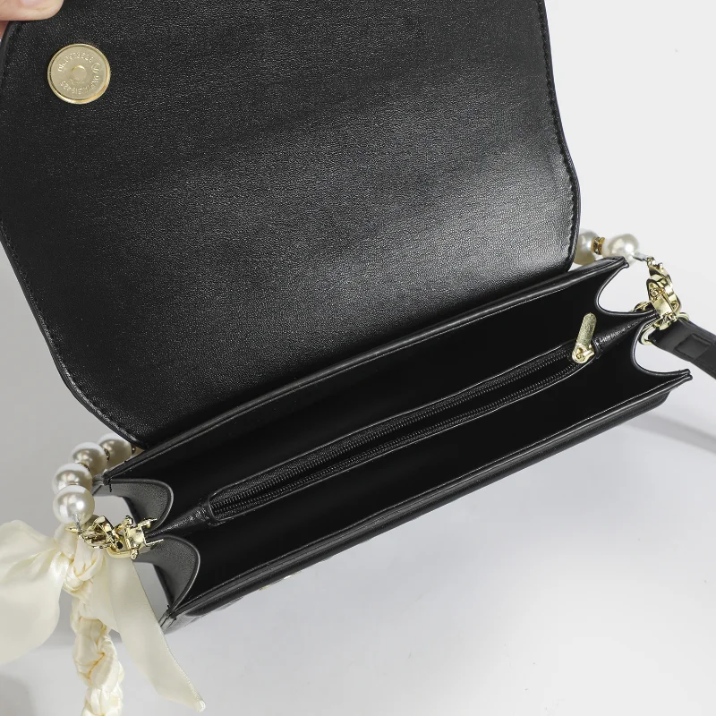 Women's Luxury Brand Design Pearl Chain Mini Shoulder Bag Fashion Leather Rhombus Pattern Crossbody Small tote Bags for Femele