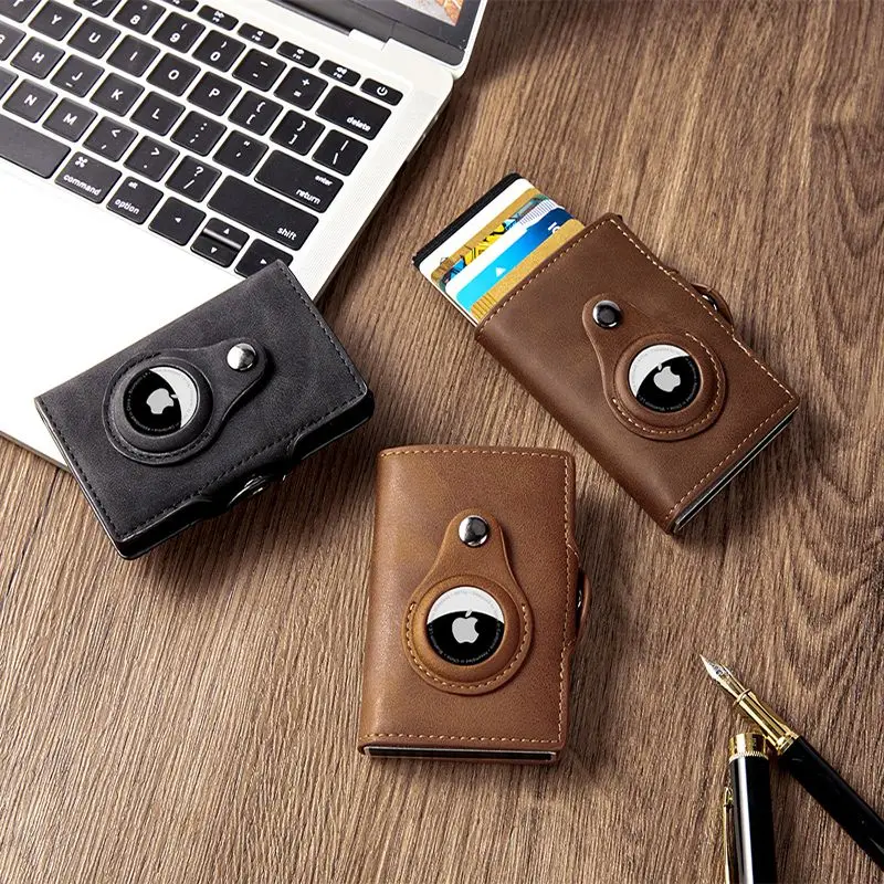 Держатель для карт из натуральной кожи с RFID-защитой Apple Airtag