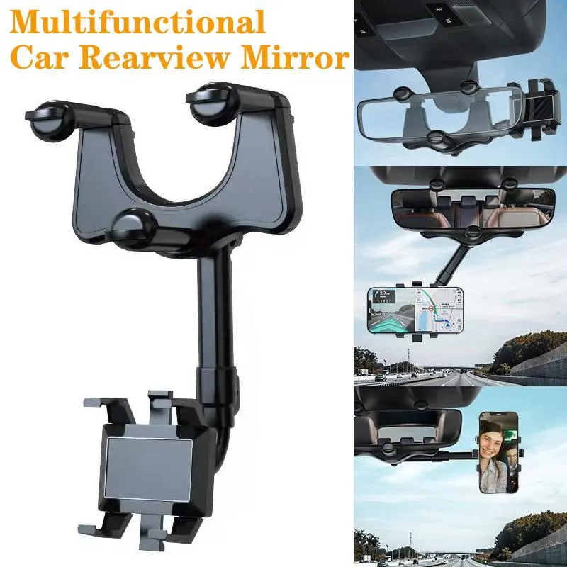 

Car Phone Holder Adjustable 360 Degree Rotatable Car Rearview Mirror Mount Hanging Clip Bracket Cell Phone Holder Stand For Car