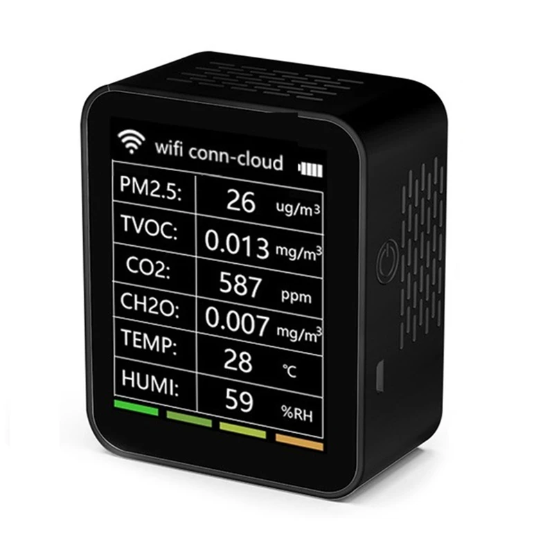 

6 в 1 детектор качества воздуха PM2.5 TVOC CO2 CH2O монитор температуры и влажности интеллектуальный мульти-детектор