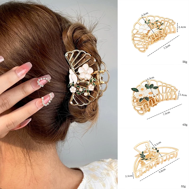 

1 шт. изысканный цветочный жемчужный зажим подходит для женской спины заколка для волос большая заколка для акулы Лето 2022 новые аксессуары д...
