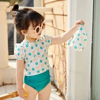 new childrens swimsuit girls swimwear puff sleeve high waist wrinkle backless baby toddler toddler swimwear baby swimwear