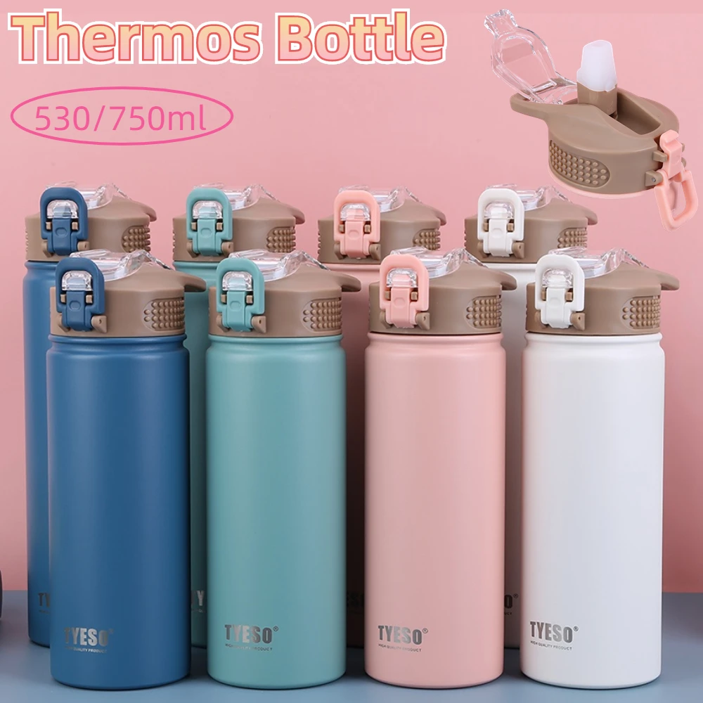

Thermos Bottle with Straw Stainless Steel Insulated Cup Vacuum Flask Water Bottle Portable Thermal Cup Leakproof Water Tumbler