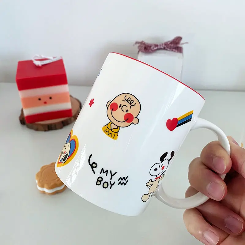 

Snoopy мультяшный керамический салатный стандартный стакан для воды мгновенный Чарли коричневый кружка для завтрака милый подарок для девушк...