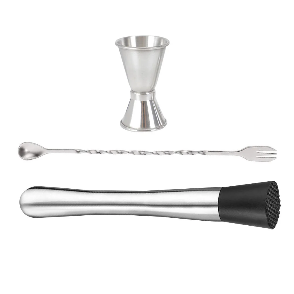 

Muddler Cocktail Spoon Jigger Mixing Jiggers Bartender Recipe Kit Shaker Icewhiskey Lemon Set Bar Kitchen Crusher Mojito Herb