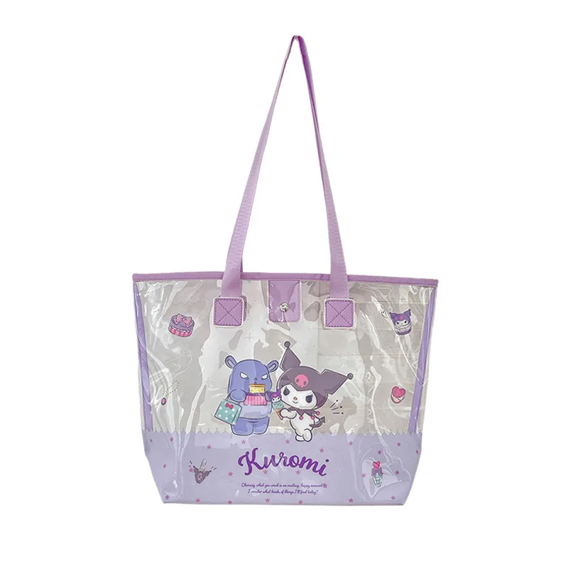 Фото Сумка Sanrio Jelly Bag, прозрачная, большой вместимости, на плечо, с милым мультяшным дизайном, для студентов, кроссбоди, новинка №3