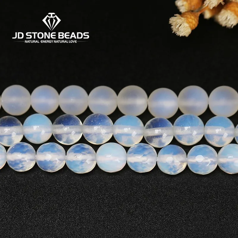 

Заводская цена, натуральные Матовые Белые опаловые бусины 4-14 мм, персонализированные модные украшения ручной работы, граненые камни для из...