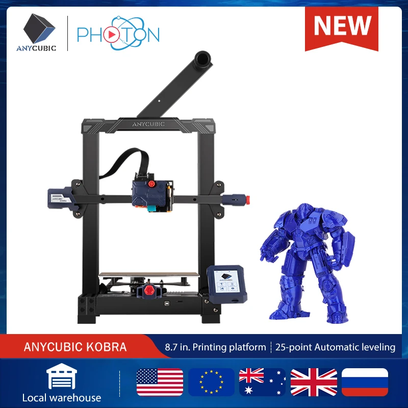 

3D-принтер ANYCUBIC KOBRA FDM, 3D-принтер с автоматическим выравниванием, большой размер сборки, прямой экструдер, с гибкой платформой