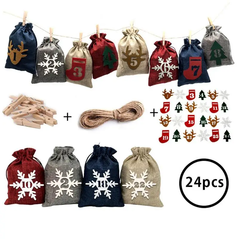 Мешочек с календарём и этикетками на шнурке 24 дня