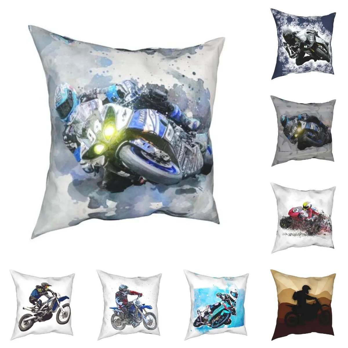 

DIY Printed Cushion Cover Motorcycle Style Pillowcase Decor Sofa Throw Pillows Room Pillow Cover Decorative 4 Sizes
