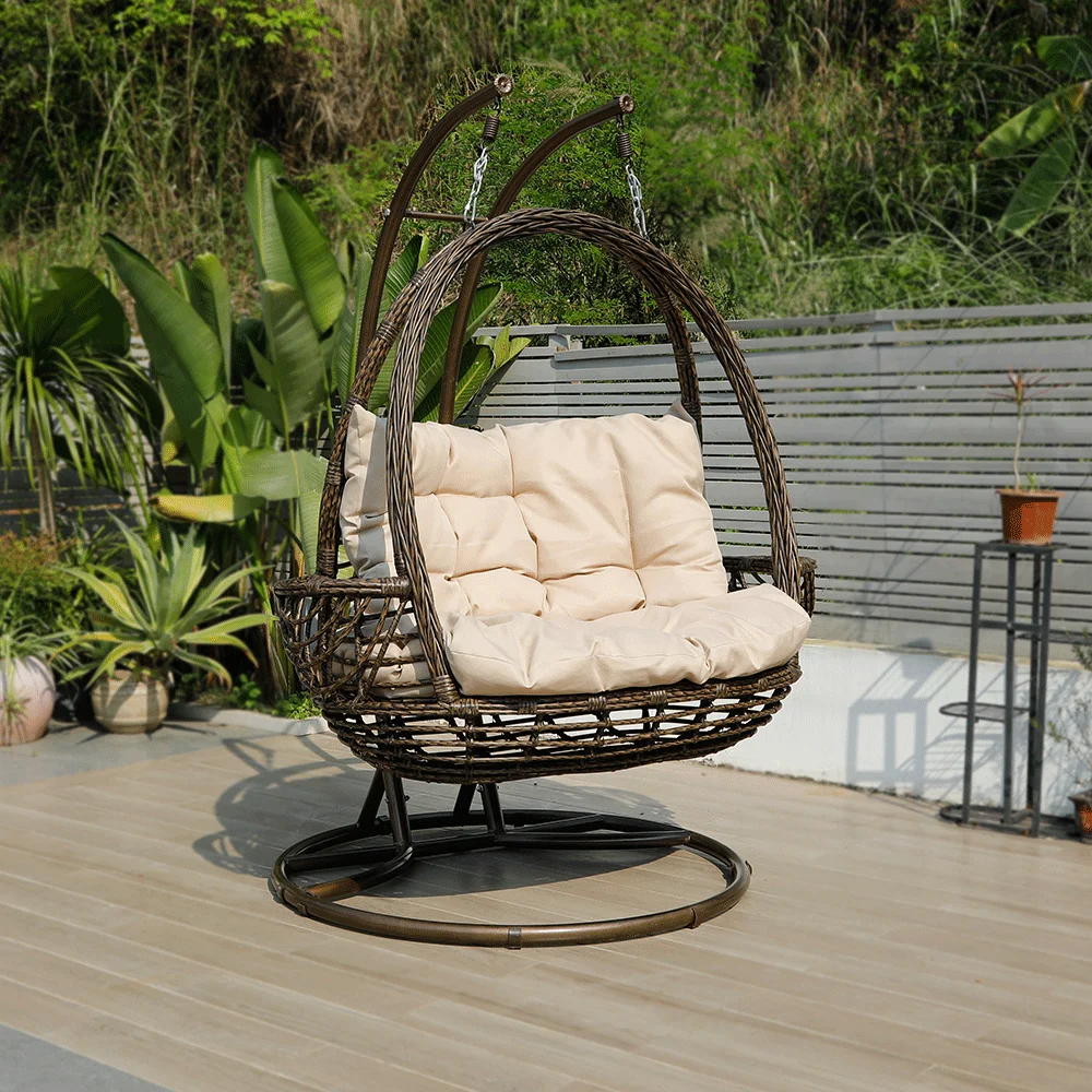 

Уличный садовый гамак-качели с логотипом, подвесное кресло-качели из искусственного ротанга, складное подвесное уличное качели для сада