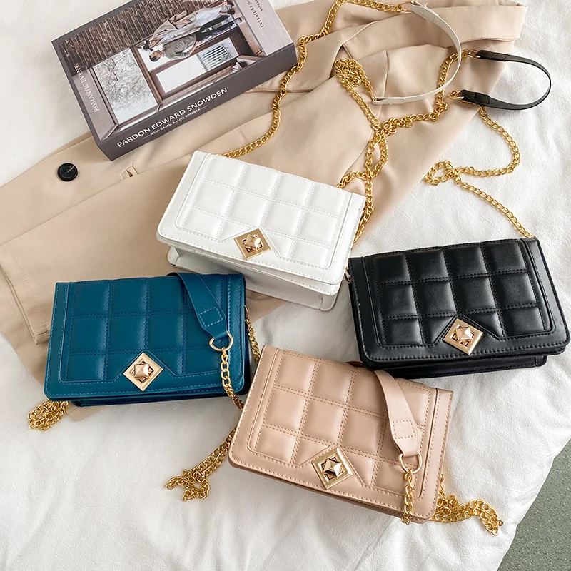 Fashion Luggage &Bags Women's Handbags Crossbody NEW Chain Square PU Waterproof Black Diamond Ladies Bolsos