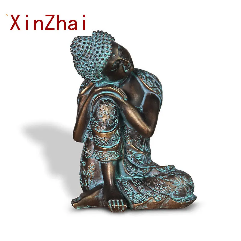 

VILEAD 23cm Resin Zen White Sleeping Buddha Statue Crafts Chinese Style Old Living Room Decor Creative Character Decoration Gift