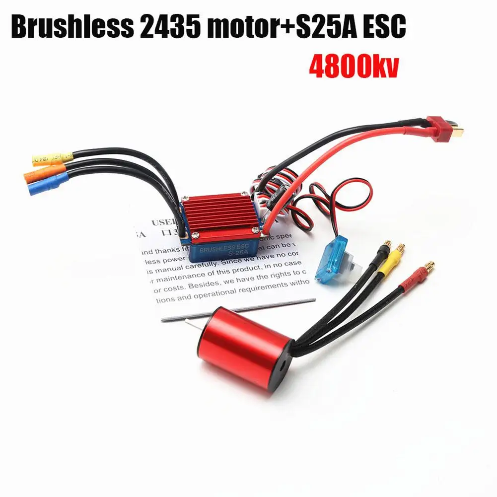 

S2435 2435 4500/4800kv 4p Sensorless Brushless Motor 25a Brushless Esc Electric Speed Controller For 1/16 1/18 Rc Car Truck