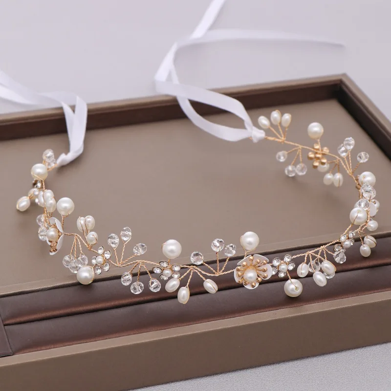 

2022 New High Grade Wedding Bridal Hair Accessories Handmade Shiny Rhinestone Flower Pearl Headband Bridal Wedding Headdress