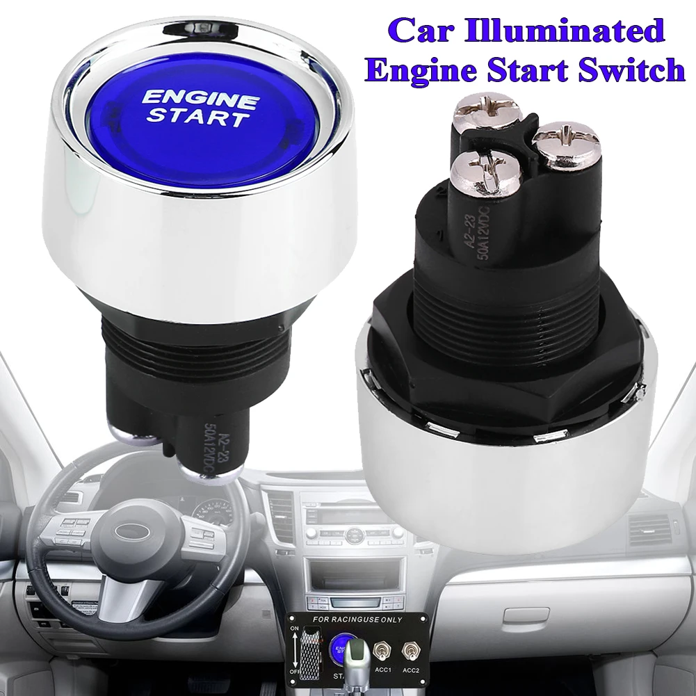 

50A 12V/24V Car Engine Start Push Button Keyless Switch DC Racing Small Start Button Ignition Starter On Off Switches