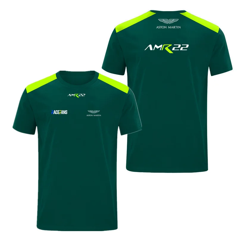 

Tee Shirts Summer New F1 Formula One Aston Martin Team AMR22 Theme Short Sleeved Men Women Racing By