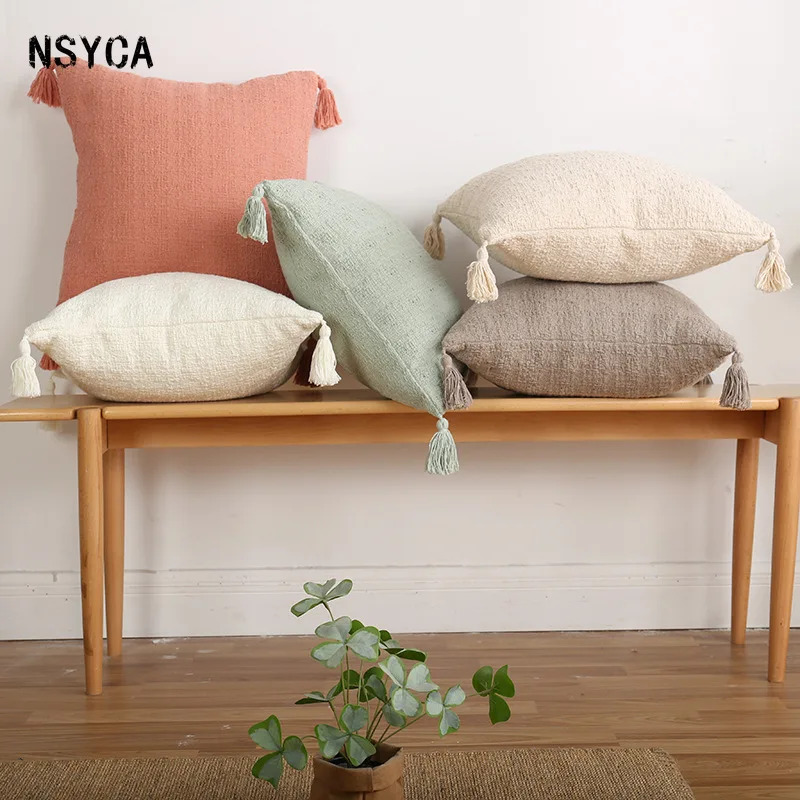 

Cushion Cover Sofa Soft Throw Pillow Case Removable Linen Cotton Pillow Case Solid Home Decor Pillow Case Seat Waist Pillow Case