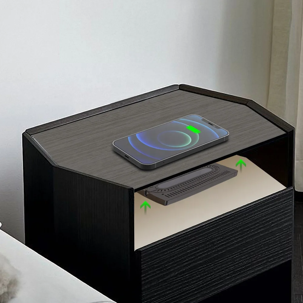 Aangepaste Logo Onder Teller 50 мм Stealth Lange Afstand Draadloze Mobiele Telefoon Oplader Voor Restaurants Cafe Tafel