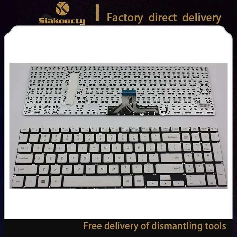 

Siakoocty Клавиатура для ноутбука Samsung 500R5H 500R5H-Y07 500R5K 500R5L NP500R5H NP500R5K, США, белая
