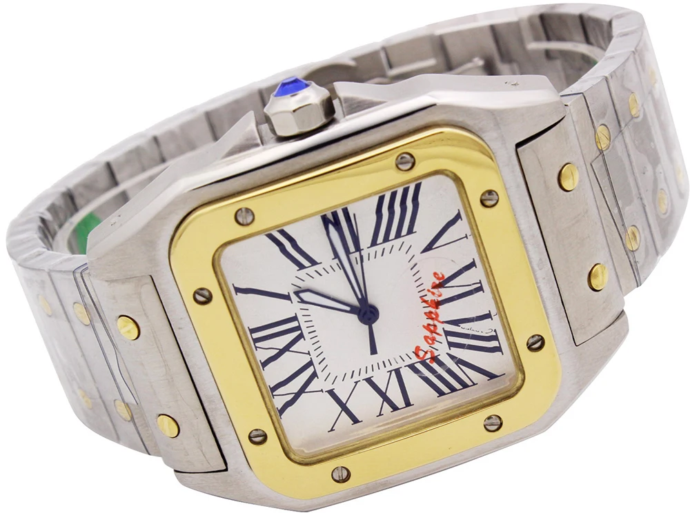 

mens Quartz watch Ladies White Rome Dial Gold Bezel