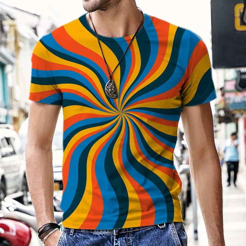 Мужская футболка с коротким рукавом летняя повседневная 3d-эффектом Вертиго 2021 |