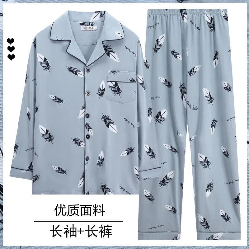 100% Cotton Pijama for Men 2 Pieces Lounge Sleepwear Pyjamas Plaid Spring Bedgown Home Clothes Man PJs Pure Cotton Pajamas Set