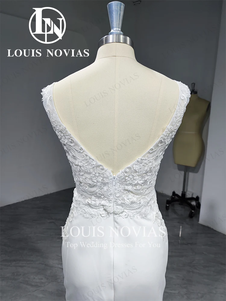 LOUIS NOVIAS атласное свадебное платье русалки сексуальное плащ с глубоким v-образным